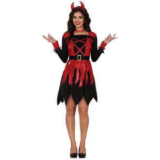 Piros-Fekete Ördög Női Jelmez Halloweenre
