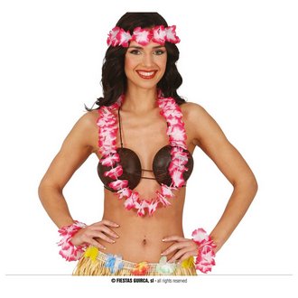 Piros Hawaii Virágos Kiegészítő Szett Nőknek,  4 részes