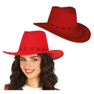 Piros Műbőr Cowboy Kalap Felnőtteknek