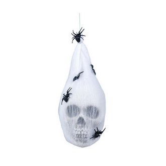 Pókhálós Koponya Dekoráció Halloweenre, 25 cm