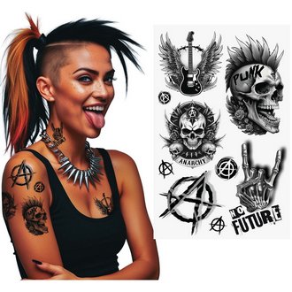 Punk Ideiglenes Tetoválás Lap, 14x30 cm