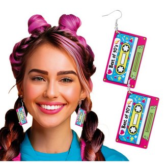 Retro Kazetta Fülbevaló a 90-es Évekre, Többszínű