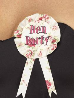 Rózsaszín Hen Party Feliratú Angol Nyelvű Rózsás Kitűző Lánybúcsúra