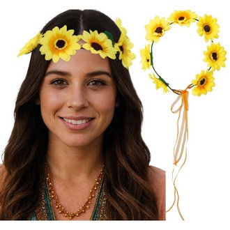 Sárga Napraforgó Virágkoszorú Nőknek Hippie Partihoz