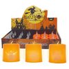12 db LED Gyertya Szett Halloweenre, Fekete és Narancssárga Töklámpás Mintával, 4.5 x 4.5 cm