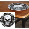 6 db Ijesztő Koponya Mintás Papírtányér Szett Halloweenre, 23 cm