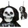 Akasztható Nagyfejű Kapucnis Csontváz Dekoráció Halloweenre, 15 cm