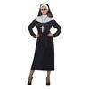 Fekete Apáca Jelmez Nőknek Ruhával, Övvel és Fejdísszel - XL