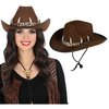 Barna Ausztrál Cowboy Kalap Felnőtteknek, Leopárdmintás Szalaggal és Fogakkal