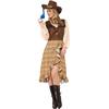 Barna Cowgirl Jelmez Nőknek Ruhával, Kalappal és Kendővel - M