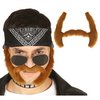 Barna Rocker Bajusz és Pajesz Szett Férfiaknak