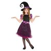 Csillagos Lila Boszorkány Lány Jelmez Csavart Kalappal Halloweenre, 7 - 9 Év