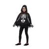 Fekete-Fehér Csontváz Készlet Kislányoknak Poncsóval és Kesztyűvel