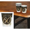 Elegáns 60. Születésnapi Papír Pohár Szett, 6 db, 240 ml, 9 cm