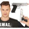 Ezüst Pisztoly Kiegészítő Farsangra, 24 cm