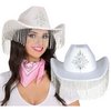 Fehér Csillogó Cowboy Kalap Rojtokkal Felnőtteknek