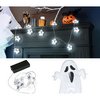 Fehér Elemes Pók Füzér Halloweenre,  120 cm