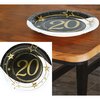 Fekete-Arany 20. Születésnapi Papírtányér Szett, 6 db, 23 cm