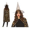 Fekete-Arany Boszorkány Kalap és Köpeny Szett Nőknek Halloweenre, 110 cm