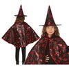 Fekete Boszorkány Köpeny és Kalap Szett Lányoknak Halloweenre, 50 cm