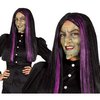Fekete Boszorkány Paróka Lila Csíkokkal Nőknek Halloweenre