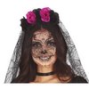 Fekete Catrina Virágos Fejdísz Fátyollal Nőknek Mexikói Halottak Napjára