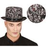 Fekete Cilinder Kalap Csillogó Koponyákkal Halloweenre