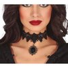 Fekete Csipke Choker Nyaklánc Gótikus Medállal Női Halloweenre