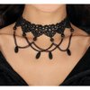 Fekete Gótikus Csipke Choker Gyöngyökkel Halloweenre