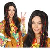 Fekete Hippie Női Paróka Színes Gyöngyökkel és Szalagokkal