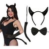 Fekete Ördög Kiegészítő Szett Nőknek Halloweenre, 3 részes