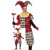 Fekete-Piros Gyémánt Harlekin Férfi Jelmez Halloweenre, S (46-48), Fekete, Piros