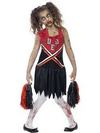 Fekete-Piros Zombi Pom-Pom Lány Cheerleader Jelmez Kislányoknak Ruhával és Pom-Pommal - M
