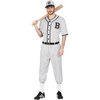 Férfi Fehér-Fekete Csíkos Baseball Játékos Jelmez, M (48-50), Fehér, Fekete