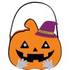 Filc Boszorkány Kalapos Tök Kosár Halloweenre, 16 cm
