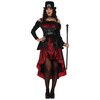 Gótikus Steampunk Női Jelmez Halloweenre, L (42-44), Fekete, Piros