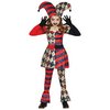 Gyémánt Harlekin Lány Jelmez Halloweenre, 7 - 9 Év, Fekete, Piros