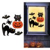 Halloween Gél Ablakdekoráció, Macskákkal és Denevérekkel, 20x25 cm