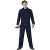 Kék Halloween Michael Myers Jelmez Férfiaknak Overállal, Latex Maszkkal és Késsel - M