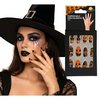 Halloween Töklámpás Műköröm Szett Ragasztóval Nőknek, 12 db