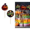 Halloween Torta Díszítő Pálcák Töklámpás és Happy Halloween Designnal, 12 db, 6 cm