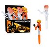 Halloween Világító Bokszoló Csontváz és Töklámpás Tollak, 24 db-os Display, 18 cm