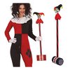 Harley Quinn Stílusú Kalapács Levehető Bohócfejjel Halloweenre, 90 cm