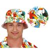 Hawaii Mintás Vödörkalap Papagájokkal és Trópusi Virágokkal Unisex Felnőtteknek