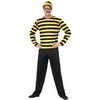 Fekete-Sárga Hol Van Vili Odlaw Jelmez Férfiaknak Felsővel, Nadrággal, Sapkával, Bajusszal és Szemüveggel - M