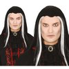 Hosszú Fekete Vámpír Paróka Fehér Csíkokkal Férfiaknak Halloweenre