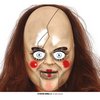 Ijesztő Baba Maszk Hosszú Barna Hajjal Halloweenre
