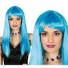 Kék Vörös Bob Paróka Női Ördög Jelmezhez Halloweenre