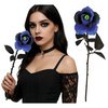 Macskaszemes Kék-Fekete Virág Halloweenre, 42 cm