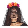 Narancssárga Catrina Virágos Fejdísz Fátyollal Nőknek Mexikói Halottak Napjára